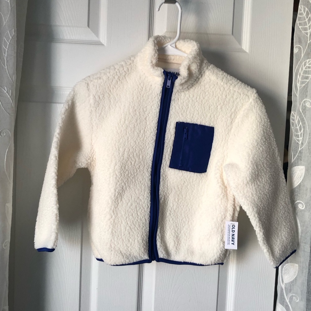 New Old Navy Cozy Sherpa full Zip Pocket design kids Jacket boy size S